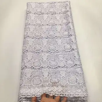 

Latest African French Cord Lace Fabric Embroidered Nigeria Guipure Tulle Lace Fabric With Rhinestones For Party Dress XRT04