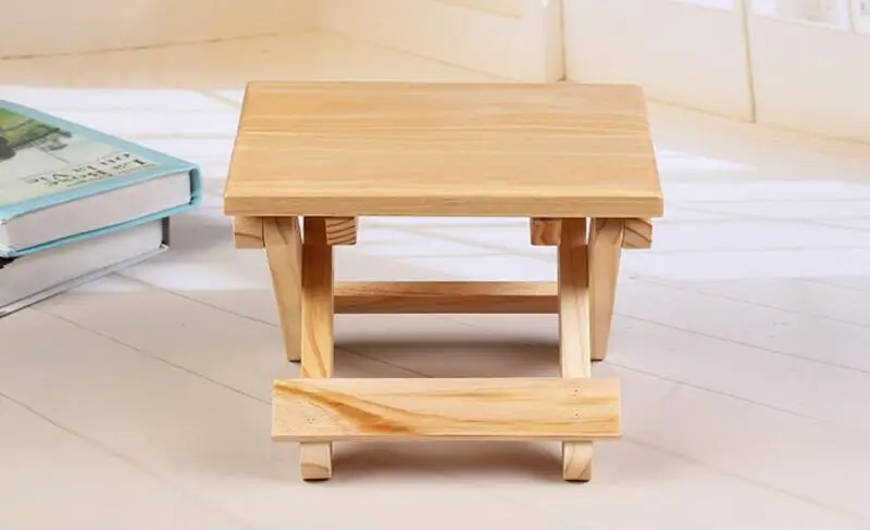 Твердой древесины складной стул Портативный бытовой ног campstool