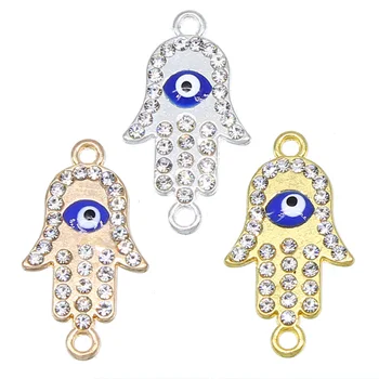 

6pcs rose gold / silver plated Fatima Hamsa hand evil spirits blue eye connector suitable for jewelry making accessories 15*26*2