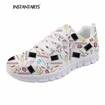 

INSTANTARTS Nurse Cute Casual Flats Shoes Women Lace Up Comfortable Sneakers Nursing Medica Pattern Youth Girl Zapatillas Mujer