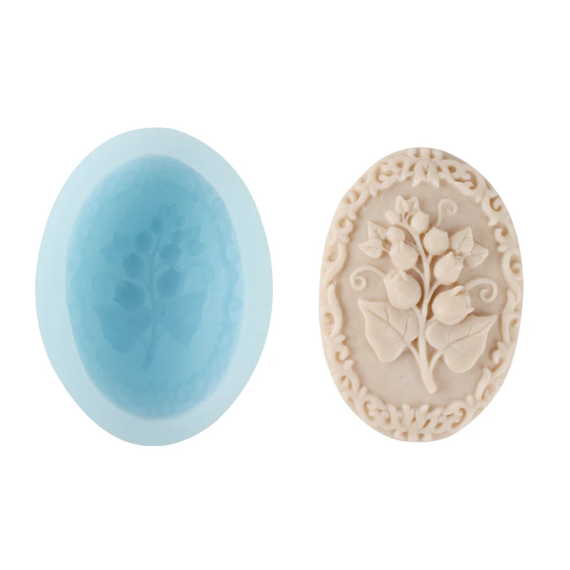 

Flower Silicone Soap Mold Oval Handmade Chocolate Mold Cake Docoration Tool Graft Resin Clay Mould