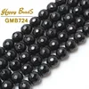 Pierre naturelle à facettes Agata Onyx noire, perles rondes, amples, brin 4, 6, 8, 10, 12, 14, 15 