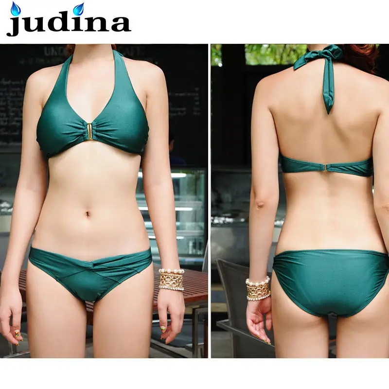 women bikini 2017 Pure Dark green swimsuit Bikinis popular United