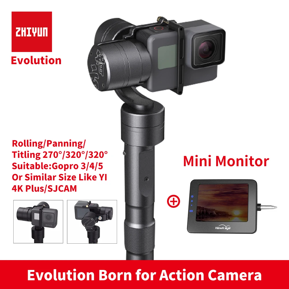 Zhiyun Z1 EVOLUTION 3 Axis Gimbal Brushless 320 Degree Moving Handheld Gimbal Stabilizer for GoPro sjcam YI Action Cameras Zhiyun Z1 EVOLUTION 3 Axis Gimbal Brushless 320 Degree Moving Handheld Gimbal Stabilizer for GoPro sjcam YI Action Cameras