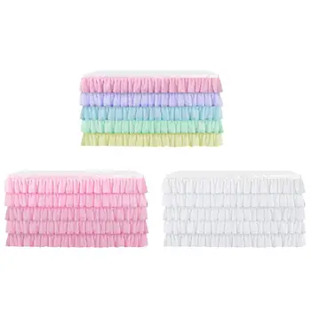 

New 6FT Ruffle Table Skirts 5 Layer Tablecloth for Rectangle Round Home Wedding Dessert Signature Table Party Decorations