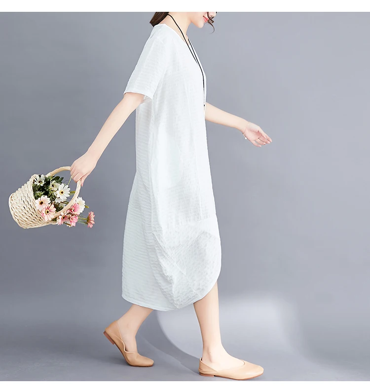 Женское платье из хлопчатобумажной ткани DIMANAF, винтажный длинный сарафан свободного покроя и однотонной расцветки, летнее платье большого размера