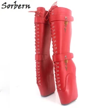 Sorbern/Женская обувь; размеры 12; Балетные сапоги на очень высоком каблуке; сапоги до колена на танкетке; женские белые женские сапоги; высокие сапоги;