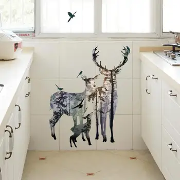 Home Decor Deer Elk Head Wall Sticker Home Decor Removable Living Room DIY wall sticker Home Deco mirror AU2