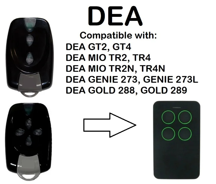 

DEA MIO TR2N, MIO TR4N Compatible Remote Control Rolling code 433.92MHz.