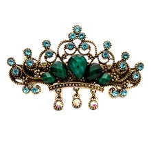 Очаровательные винтажные аксессуары для волос, большие стразы заколка для волос в форме короны, фиолетовый, зеленый, розовый, роскошный кристалл, стразы, заколка для женщин