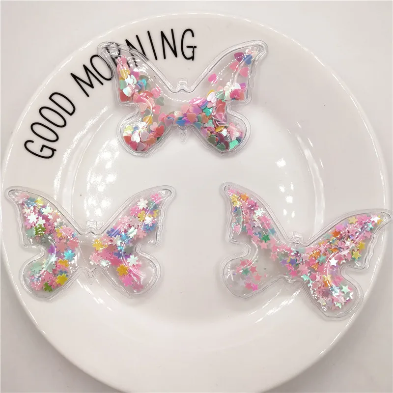 

12pcs/lot 7x5cm Mix color Transparent Butterfly Sequins Flowing Appliques DIY Accessories Craft Handmade Decoration
