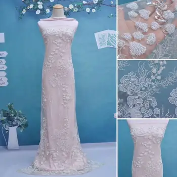 

embrodery lace fabric ZH-6298 for dress Popular embroidery African tulle lace French net fabric with beads