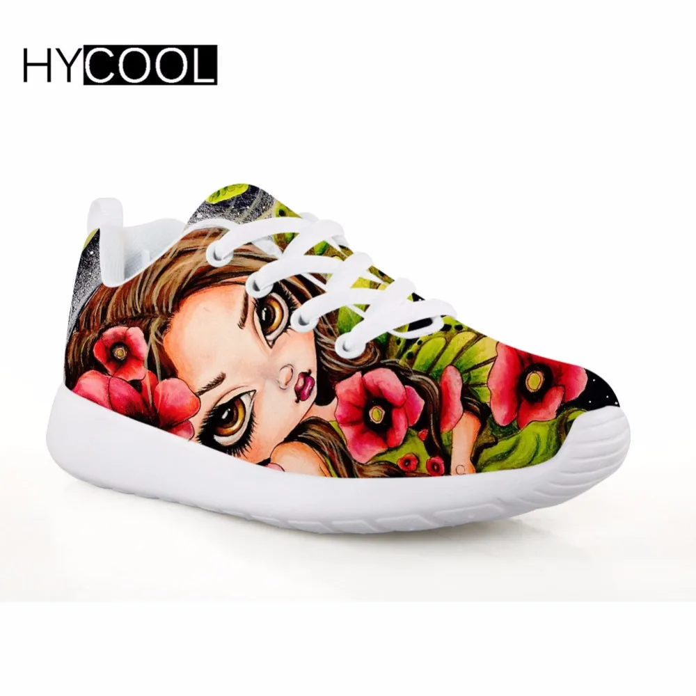 

HYCOOL Girls Shoes Kids Sneakers Outdoor School Walking Mesh Plat Shoes Magical Girl Pattern Children Sneaker Sport Running Shoe
