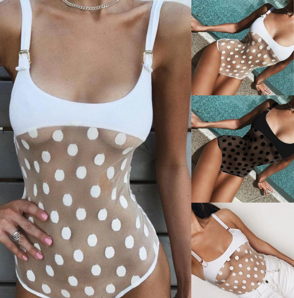 

swimwear women 2019 Mesh polka dot swimsuit women's swimsuits one piece swimsuit trikini swim suit traje de ba o mujer una pieza