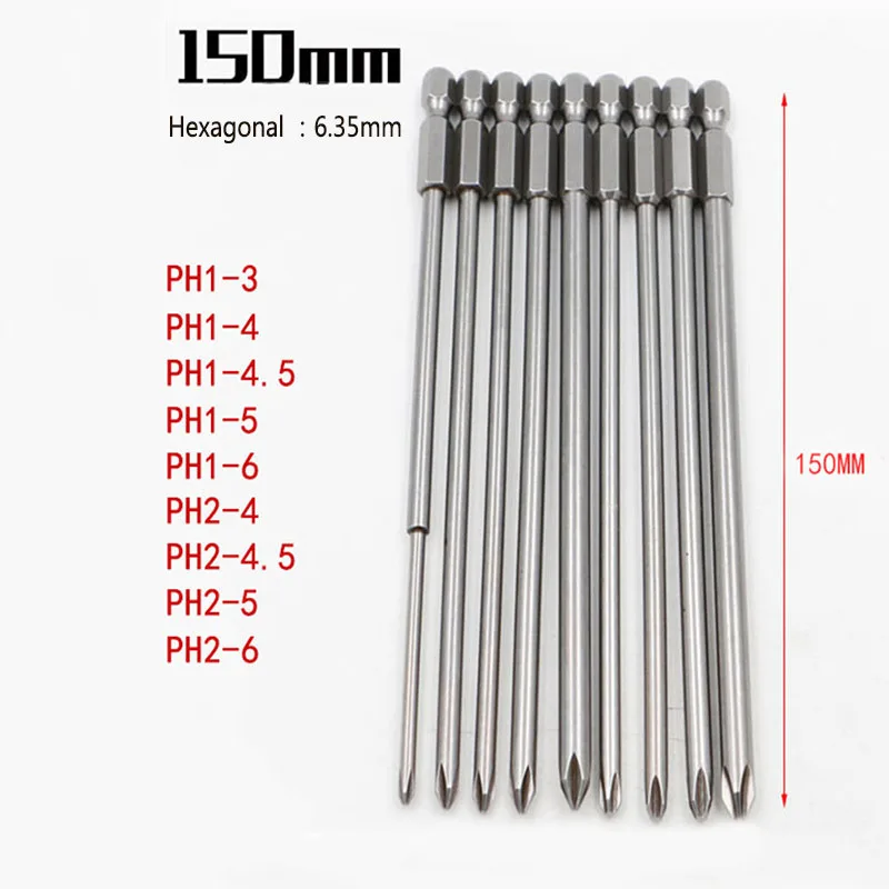 9 шт. магнитный Набор отверток 1/4 дюймов 6,35 мм стержень из стального сплава S2 100 мм длинный шестигранный набор отверток Магнитный набор