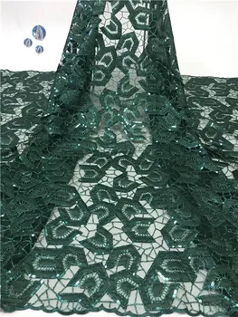

2019 High Quality African Lace Fabric French Tulle Lace Fabric with sequins For Nigerian Wedding Dress