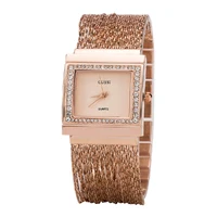 CUSSI, модные роскошные женские наручные часы, золото/розовое золото/серебро, браслет-цепочка с кисточками, часы с покрытием, высокое качество, нарядные часы - Цвет: Rose gold
