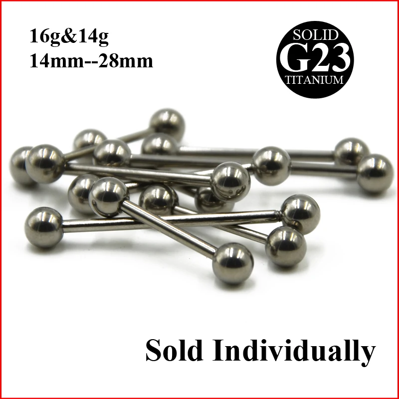 

1PC 100% G23 Grade Solid Titanium Straight Bar Tongue Piercing Nipple Ring Ear Industrial Barbells Cartilage Body Jewelry