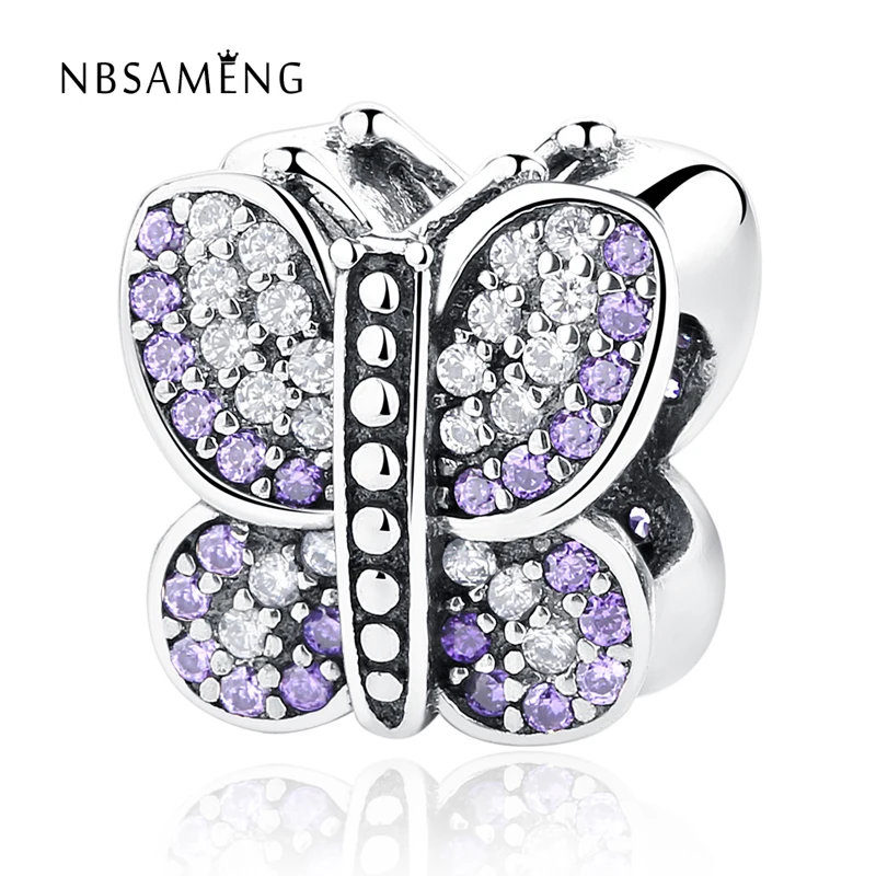 

2018 100% 925 Sterling Silver Bead Charm Jewelry Full Crystal Butterfly Nature Charms Fit Pandora Women Bracelets & Bangle
