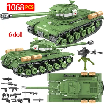 

1068pcs City WW2 Military IS-2M Heavy Tank Building Blocks For Army Police Soldier Weapon Bricks Toys For Children
