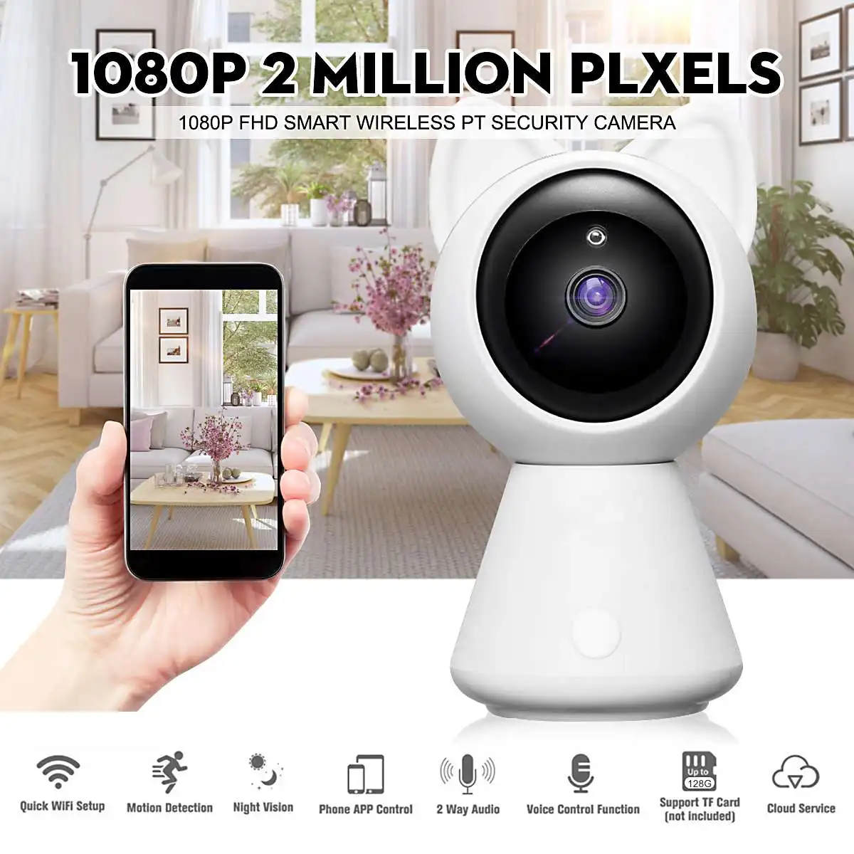 

1080p Home Security Ip Camera Wifi Camera Wifi Infrered Night Vision Alexa for Echo Cctv Mini