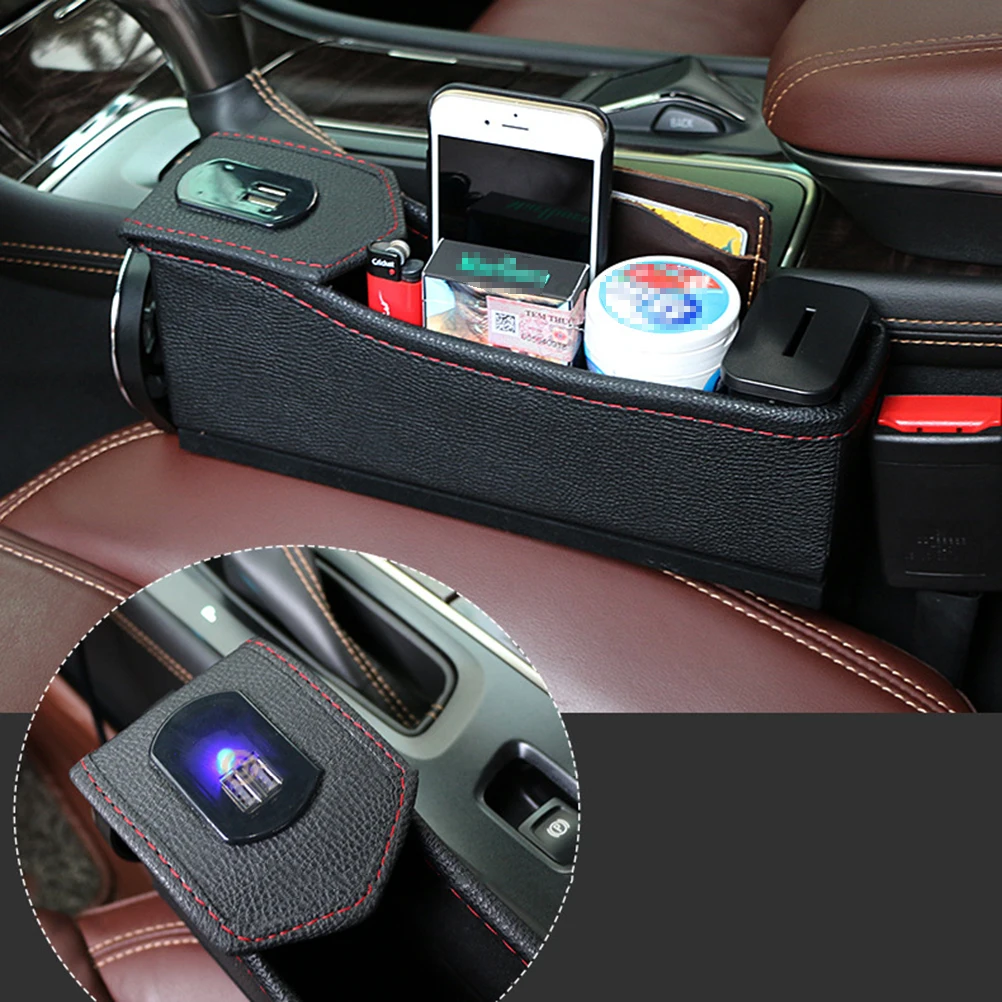 Основные водители сиденья автомобиля usb зарядка коробка для хранения многофункциональные сиденья большой емкости приемная коробка автомобильное сиденье Органайзер(черный