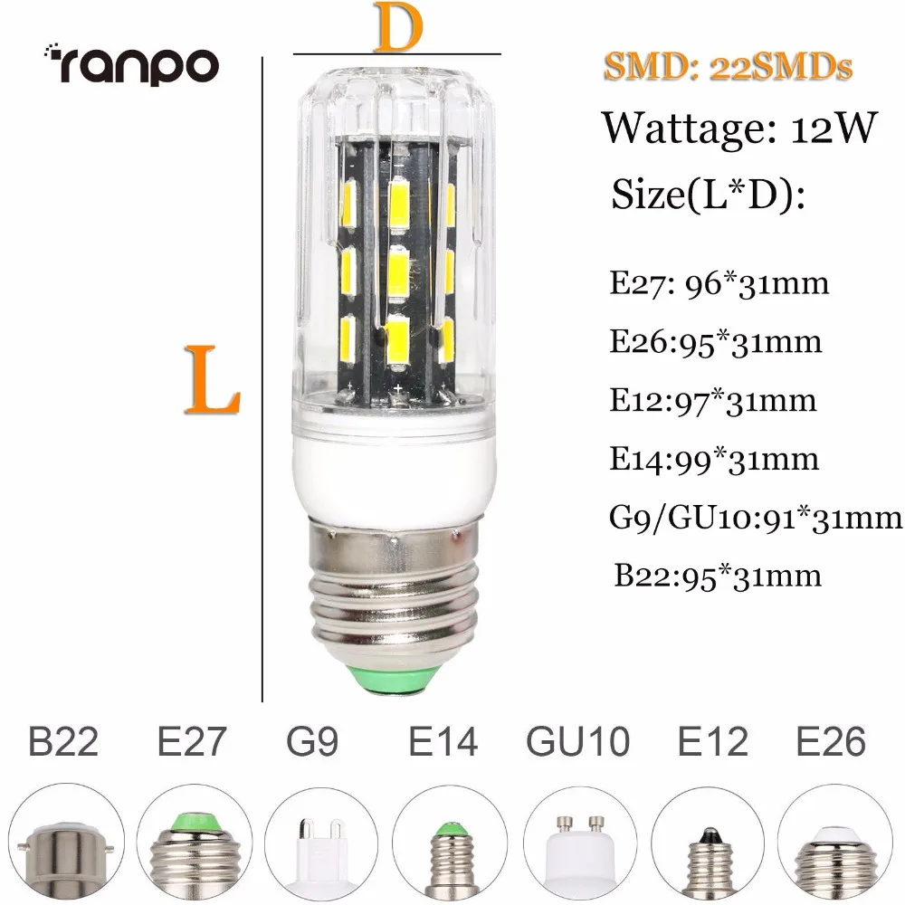 E27 E14 E12 GU10 G9 E26 B22 светодиодный кукурузный светильник 7030 7020 SMD AC220V светодиодный s лампа Bombillas Светильник лампы лампада ампулы светильник ing 9 Вт-24 Вт