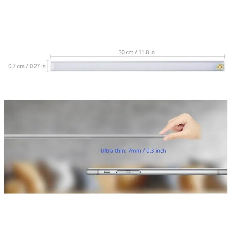 LEDGLE 6W Ultra-thin LED Light Bar Closet Light Bright Under Cabinet Lamp 21 Led Beads Ideal for Closet Bedroom Hallway USB DC5V (4)