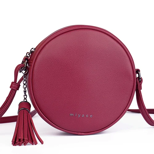 Miyaco модные сумки через плечо сумки женские круглые сумки на плечо брендовые сумки-мессенджеры маленькие дамские сумки через плечо с кисточкой - Цвет: Red