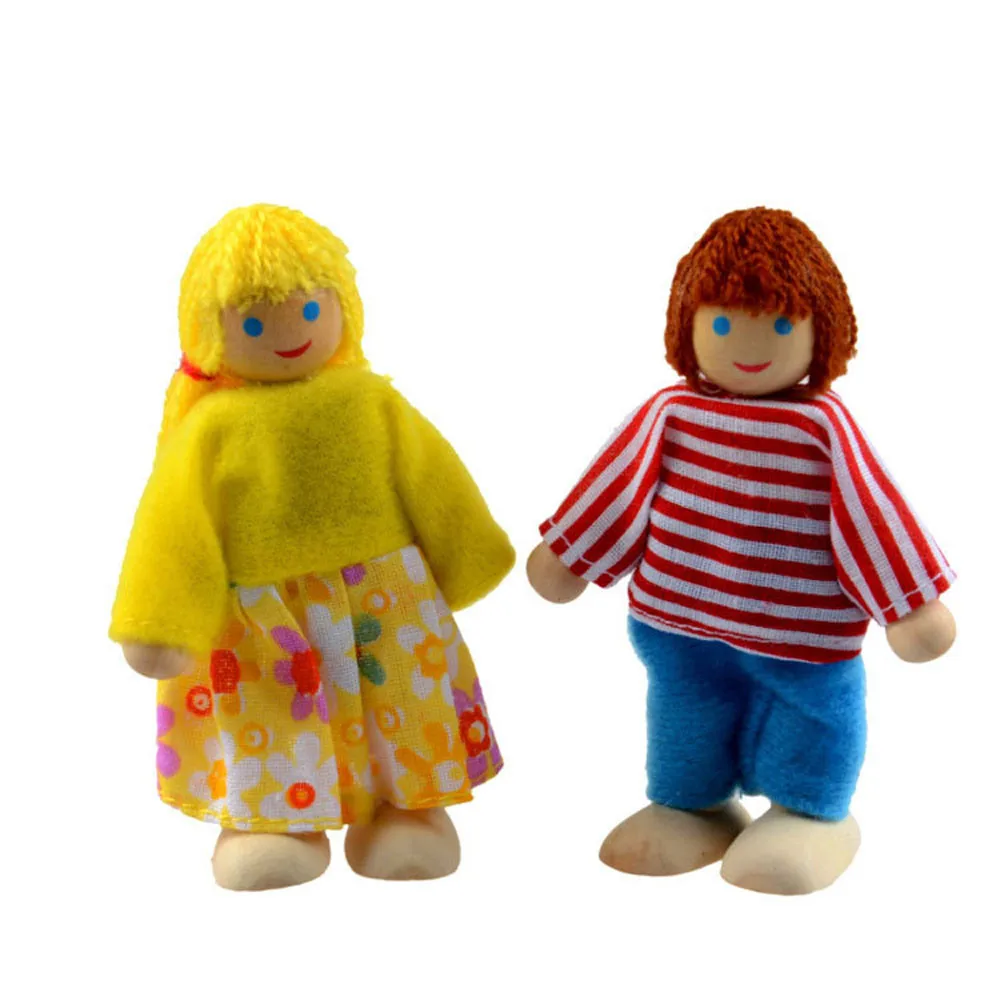 Счастливый кукольный домик, семейные куклы, маленькие деревянные игрушки, Набор фигурок, одеты персонажи, дети, играющие куклы, подарок для детей, ролевые игрушки