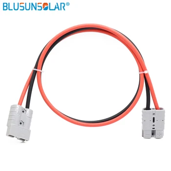 

50A 600V double hole battery connector with 1 meter 4mm2 cable wire Red and Black for portable battery for folding solar panel