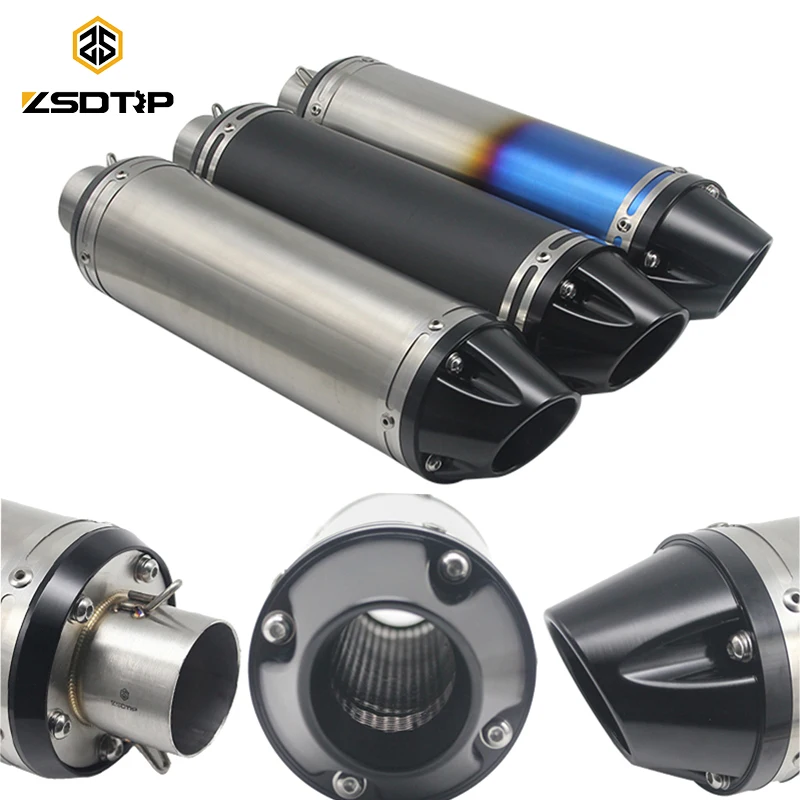 

ZSDTRP 51mm Motorcycle Ak Exhaust Muffler Pipe SC Escape Moto Exhaust For R3 R25 GSX1300 GSX1000R CB400 YZF-R15 Z250 300