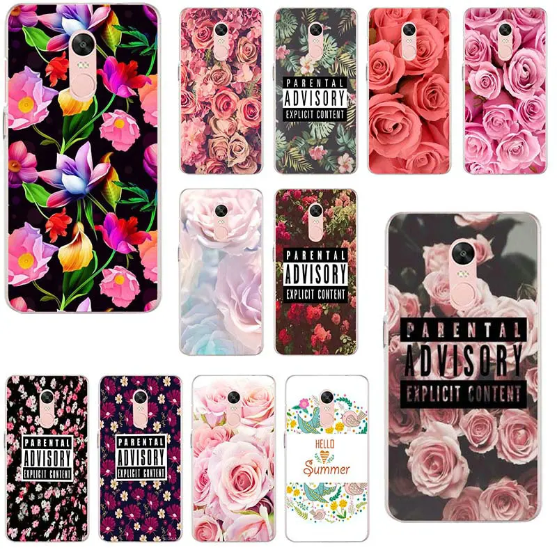 Beautiful Parental Advisory Flowers Soft TPU Phone Cases for Xiaomi Redmi Mi Note 4X 2 3 3S 4A 5 6 5S 5X 5A 6X Pro Plus | Мобильные