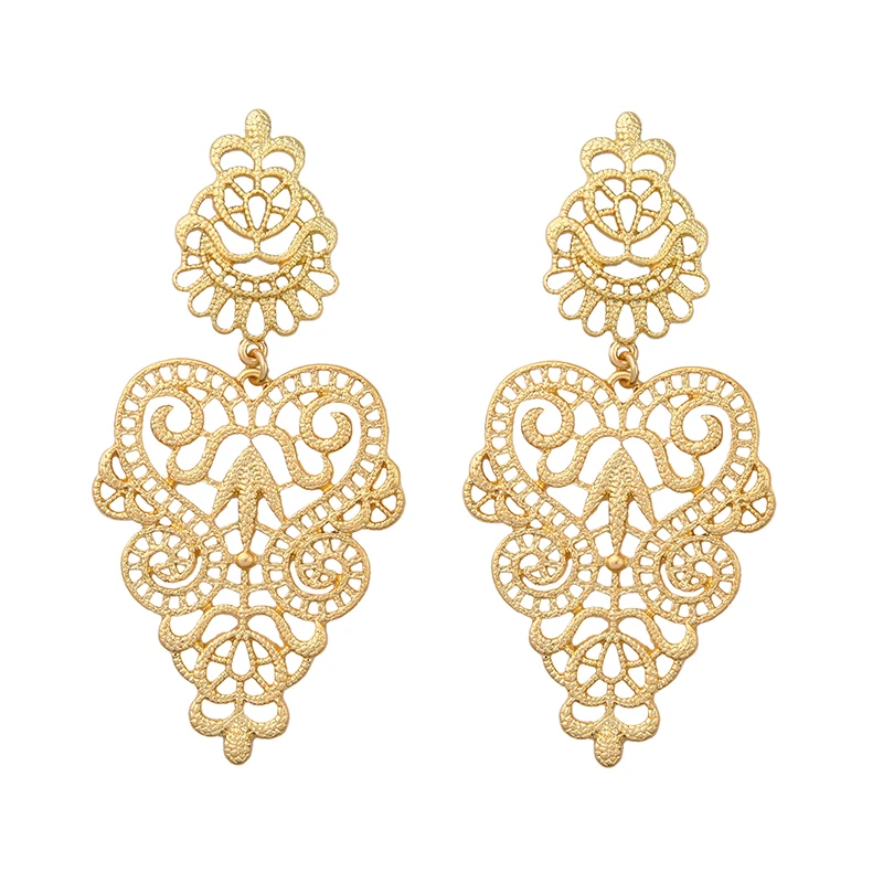 

ed00357 Latest Women Imitated Jewelry For Qingdao Factory Wholesale Fashion Matte Gold Color Chandelier Earrings