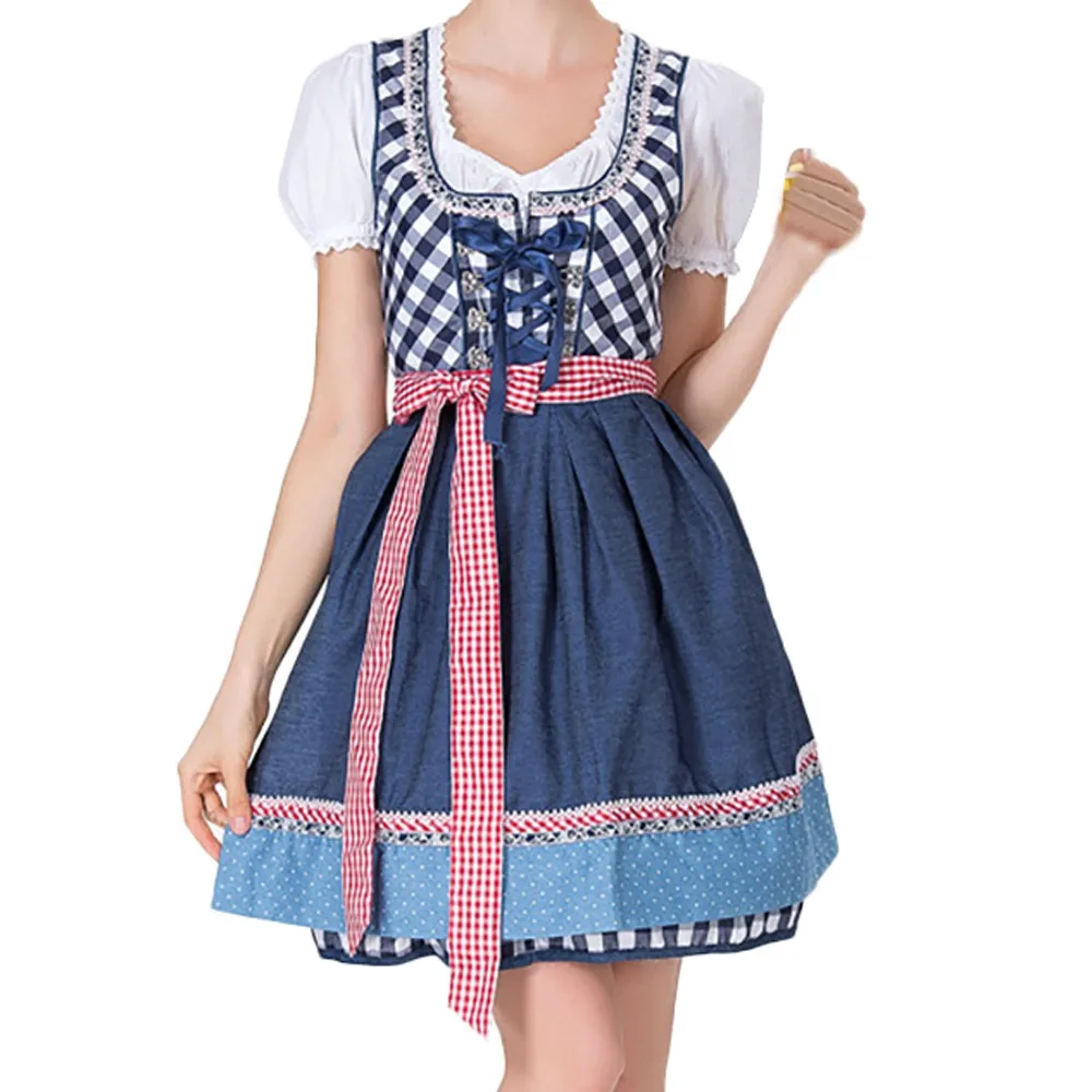 Женское платье Bavaria Oktoberfest костюм горничной переднее со шнуровкой мини платья Dirndl