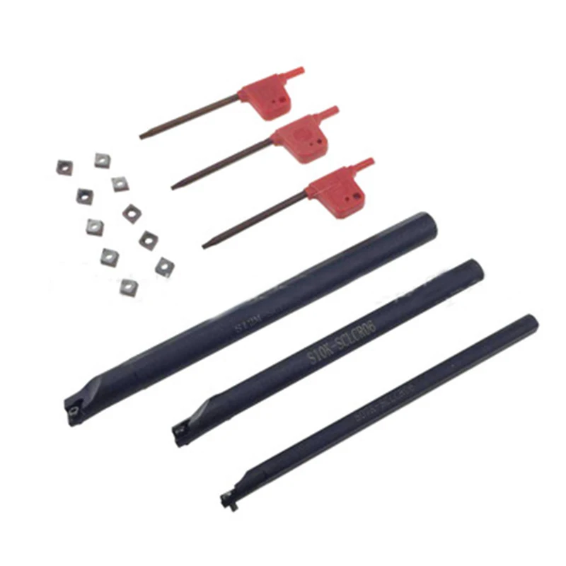 

4pcs Lathe Boring Bar Turning Tool Holder 12mm + 10pcs DCMT0702 Carbide Inserts+ 4pcs Wrench For Metal Semi-finishing
