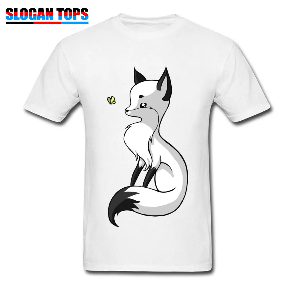Fox and a Butterfly Cotton Casual Tops Shirts Designer Short Sleeve Men T-shirts Design Father Day Tops Shirts O Neck Fox and a Butterfly white