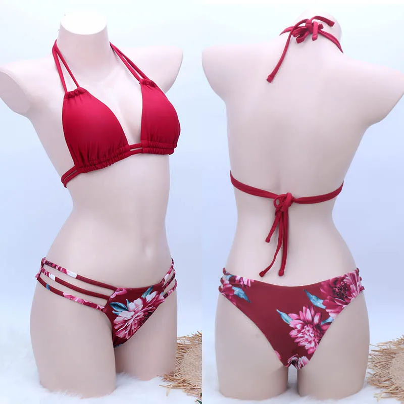 

Sexy Thong Brazilian Bikini Set Biquini 2019 New Push Up Swimsuit Swimwear Women Bathing Suit Cut Out Bikinis Swimming Suit