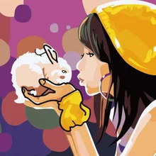 Девушки и кролики DIY цифровая картина маслом по номерам Европа абстрактная хлопковая картина для гостиной Настенная картина без рамки 40x50