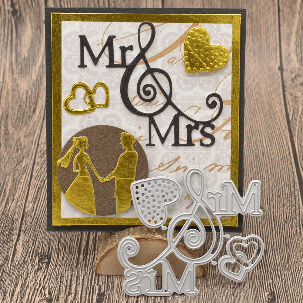 

Mr and Mrs Letter Metal Cutting Dies Words for Scrapbooking Album Wedding Card Making Paper Embossing Die Cuts
