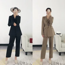 *#Best Price Blazer and pants set for women Casual solid color loose long sleeve blazer Fashion trousers two-piece 2019 new women's clothing *#Best Price Blazer and pants set for women Casual solid color loose long sleeve blazer Fashion trousers two-piece 2019 new women's clothing