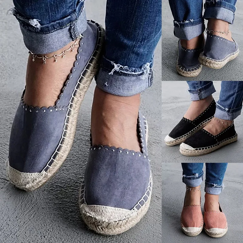 

2019 Women Walking Shoes Mouth Breathable Solid Female Outdoor Casual Linen Cloth Shoes -slip Fisherman Comfortable Footwear