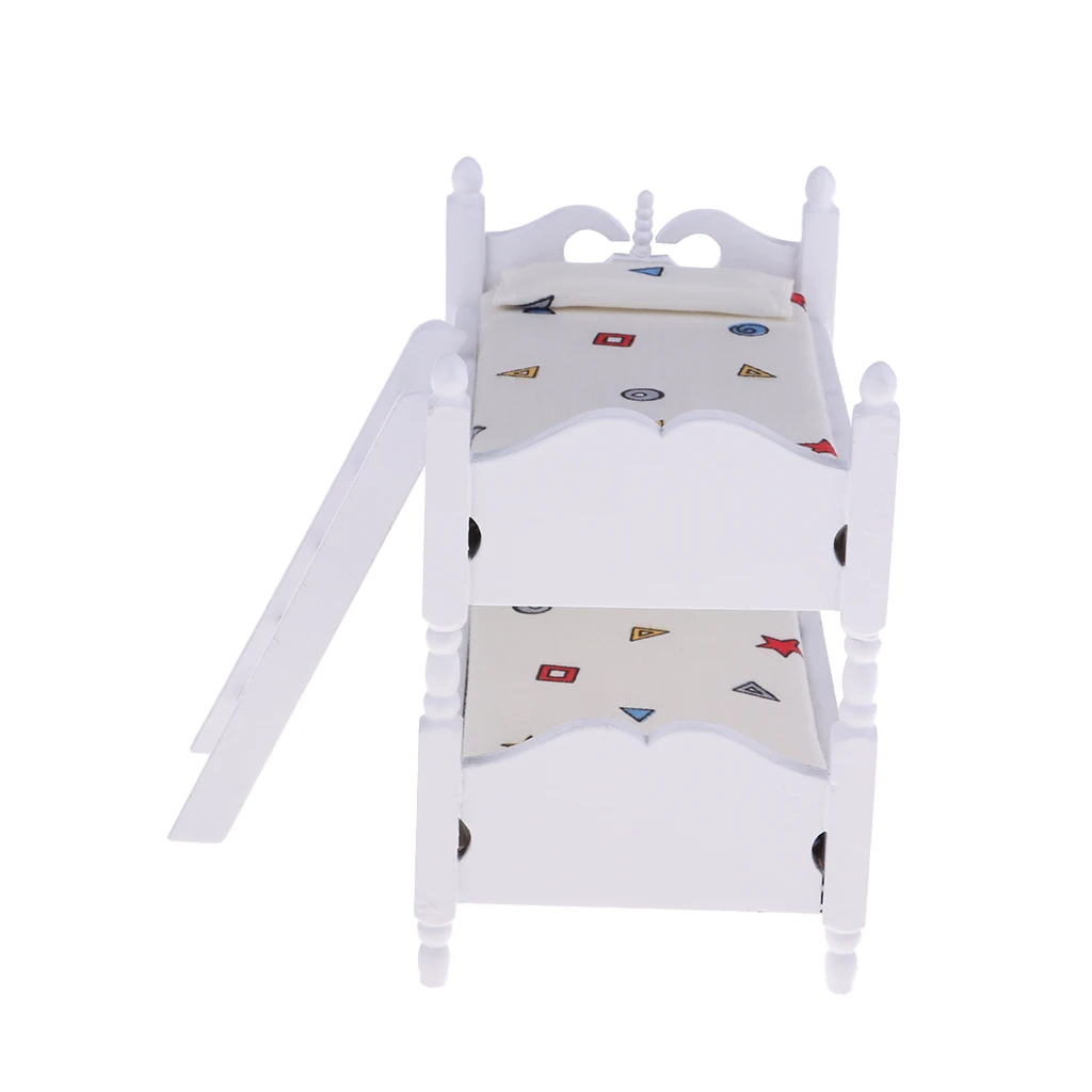 1/12 Scale Dollhouse Miniature Kids Bedroom Furniture Bunk Bed White