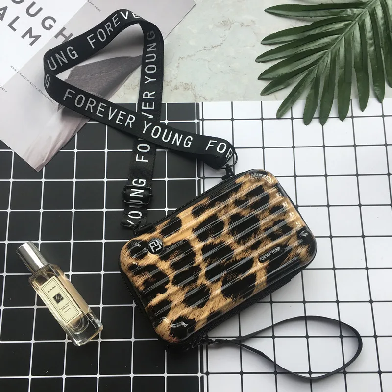 Роскошные сумки, дизайнерские сумки для женщин, сумка-чемодан, модная маленькая сумка для багажа, женская сумка-клатч от известного бренда - Цвет: Leopard-Stripe