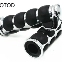 1" Handlebar Hand Grips w/Throttle Boss 25mm Motorcycle Grips For Honda Yamaha Suzuki Kawasaki Chrome