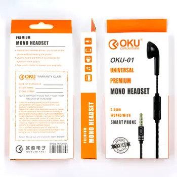 

New 3.5mm Single In-Ear Only Mono Earphone Earbud Headset w/ Mic Audifono For iPhone Samsung Vivo Oppo Xiaomi