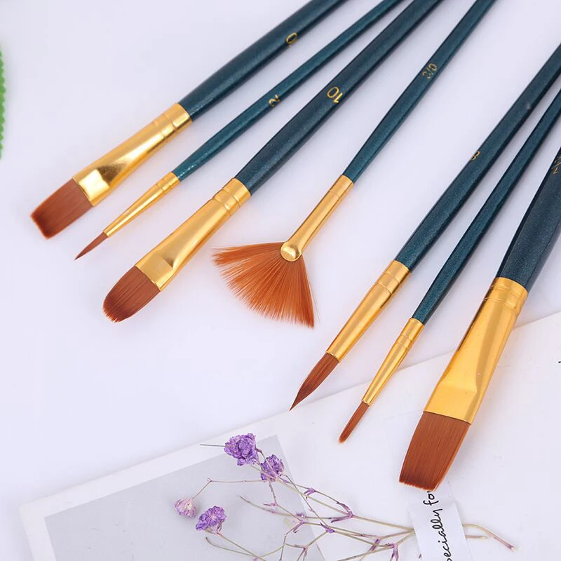 

YDNZC 7 Pcs/set Painting Brush Line Drawing Pen Markers Flat Brush for Watercolor/Oil/Gouache/Acrylic Painting Set Art Drawing