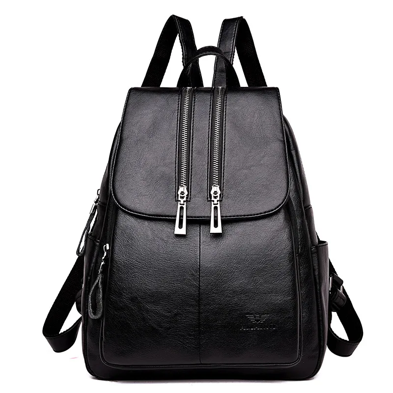 De alta calidad de cuero mujer, Mochila de moda nueva llegada doble cremallera cosméticos mujer de gran capacidad bolso de escuela Mochila femenina De alta calidad de cuero mujer, Mochila de moda nueva llegada doble cremallera cosméticos mujer de gran capacidad bolso de escuela Mochila femenina