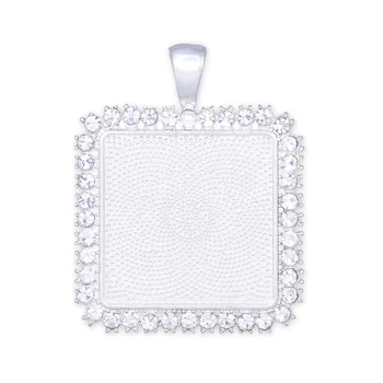 

10pcs 20mm Rhinestones Claw Pendant Tray,silver plated pendant bezel,Clawed Rhinestones,20mm Square Pendant Trays-10088201