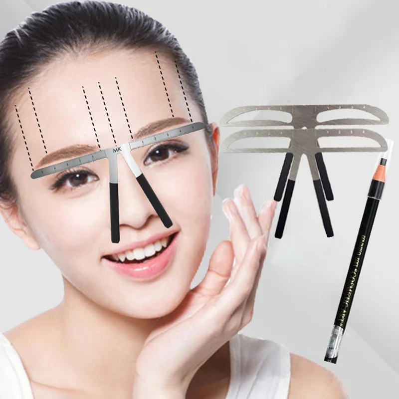 

Fashion Eyebrow Tattoo Stencils Microblading Reusable Makeup Brow Measure Eyebrow Guide Ruler Permanent Tools